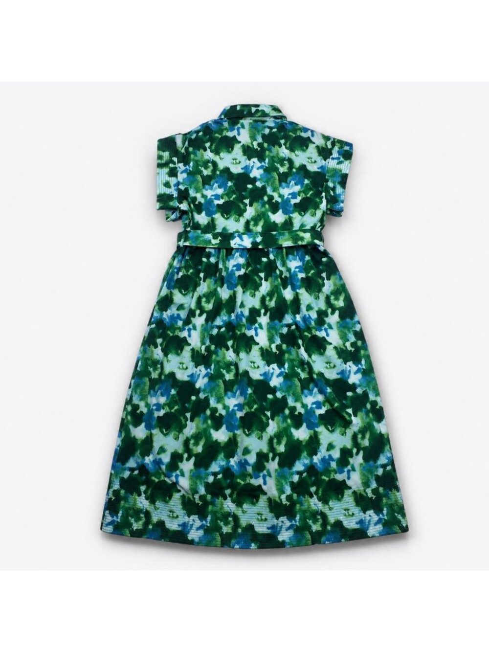 Tuckernuck Chloe Dress Women XXL Deep Lagoon Abstract Watercolor Belted Midi NWT - Picture 2 of 16